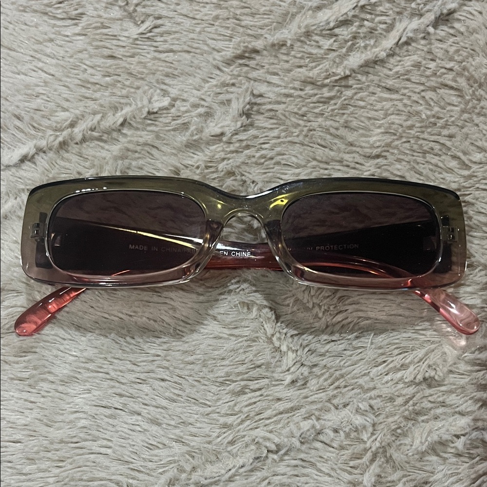 Women’s Ombre Rectangle Sunglasses - Pink/Green